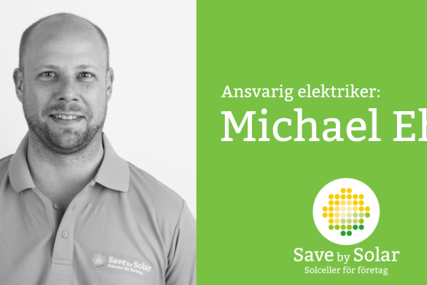 Michael Ehn, som är ansvarig elektriker på Save by Solar.